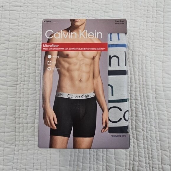 4 Pk Calvin Klein Microfiber Boxer Brief Men's Medium 32-34 Classic Fit NEW NWT - Picture 1 of 13